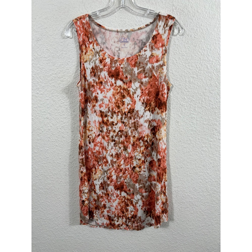 Logo Layers‎ Abstract Floral Tunic Tank Top Size S Sleeveless Rayon Spandex
